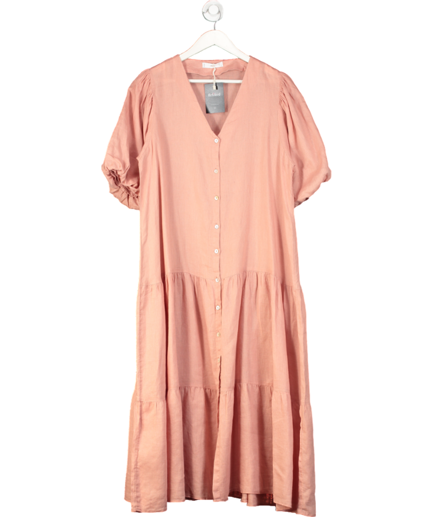MANGO Pink Puff Sleeve Tiered Maxi Dress UK L