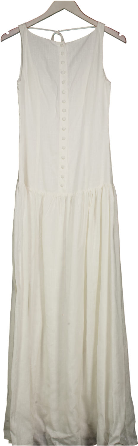 PEPPERMAYO White Meggie Linen Maxi Dress UK 10