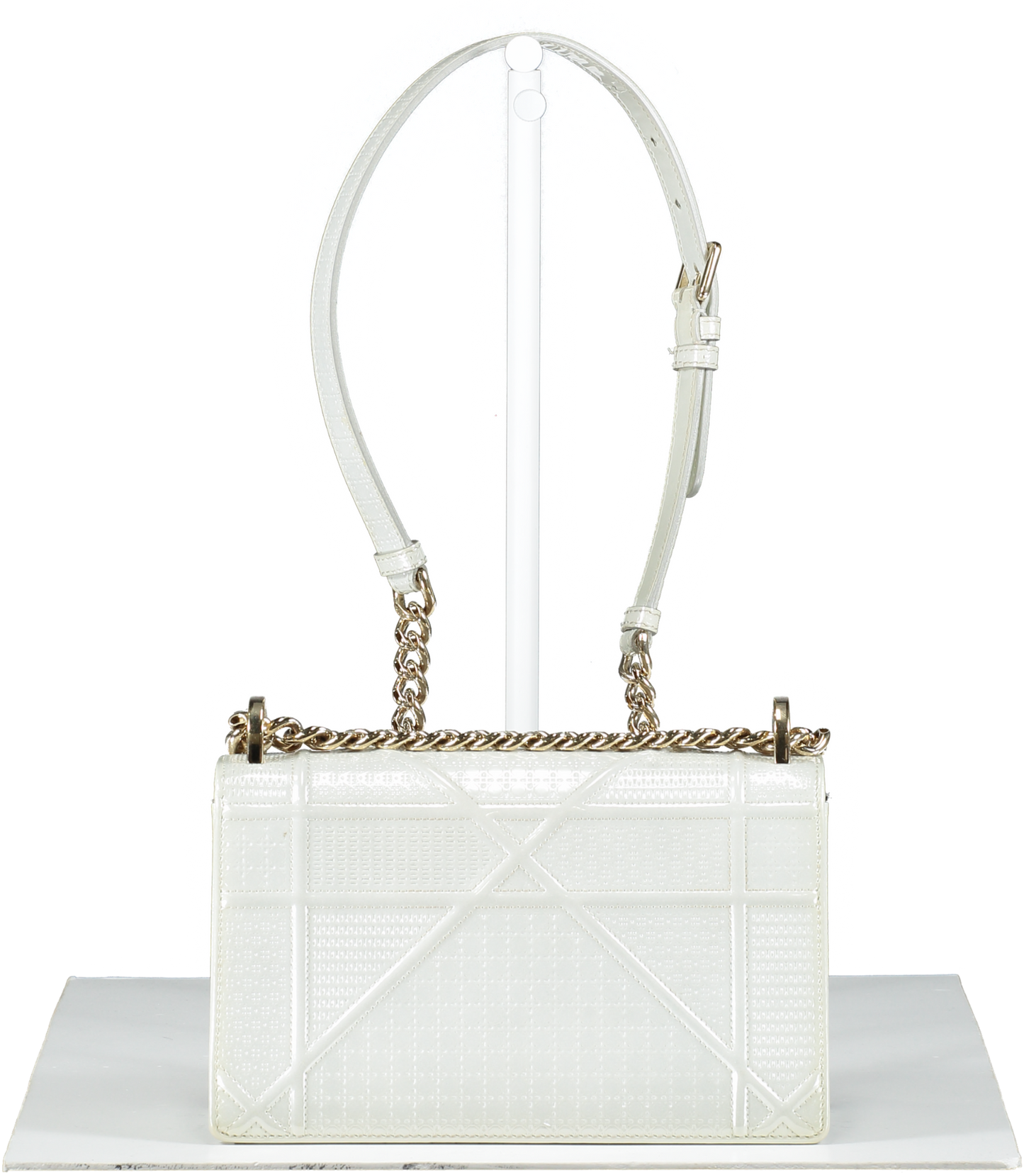 Dior Diorama White Pearl Patent Leather Crossbody Bag Reliked