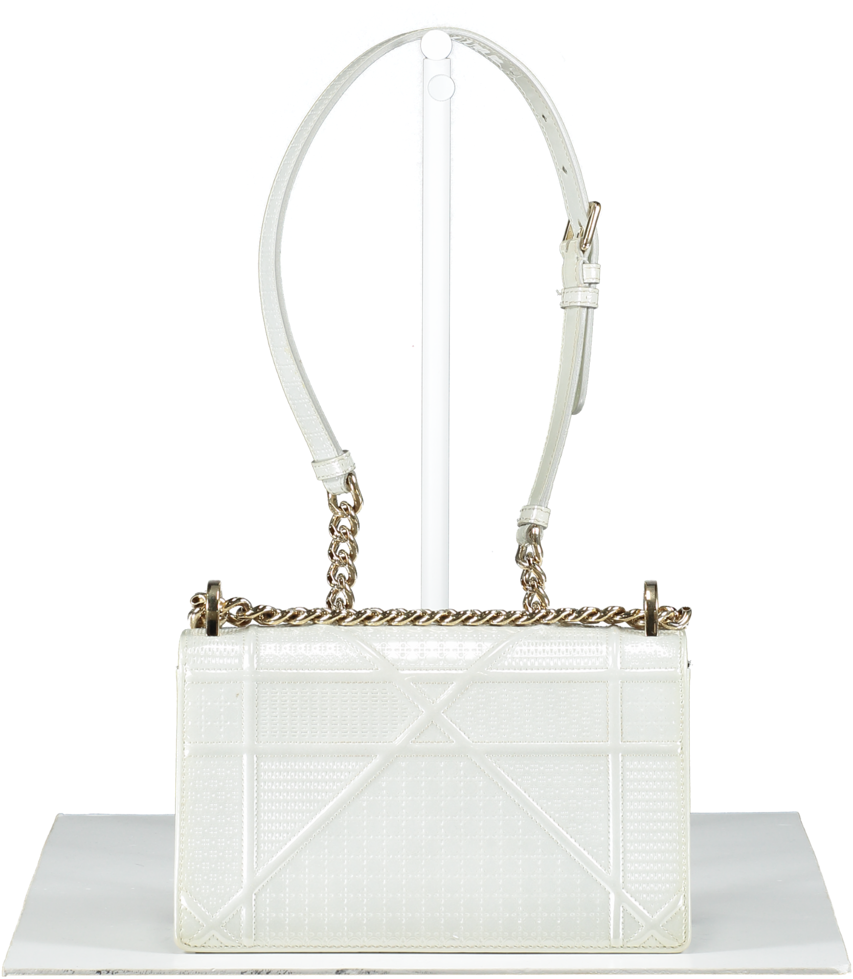 Dior Diorama White Pearl Patent Leather Crossbody Bag