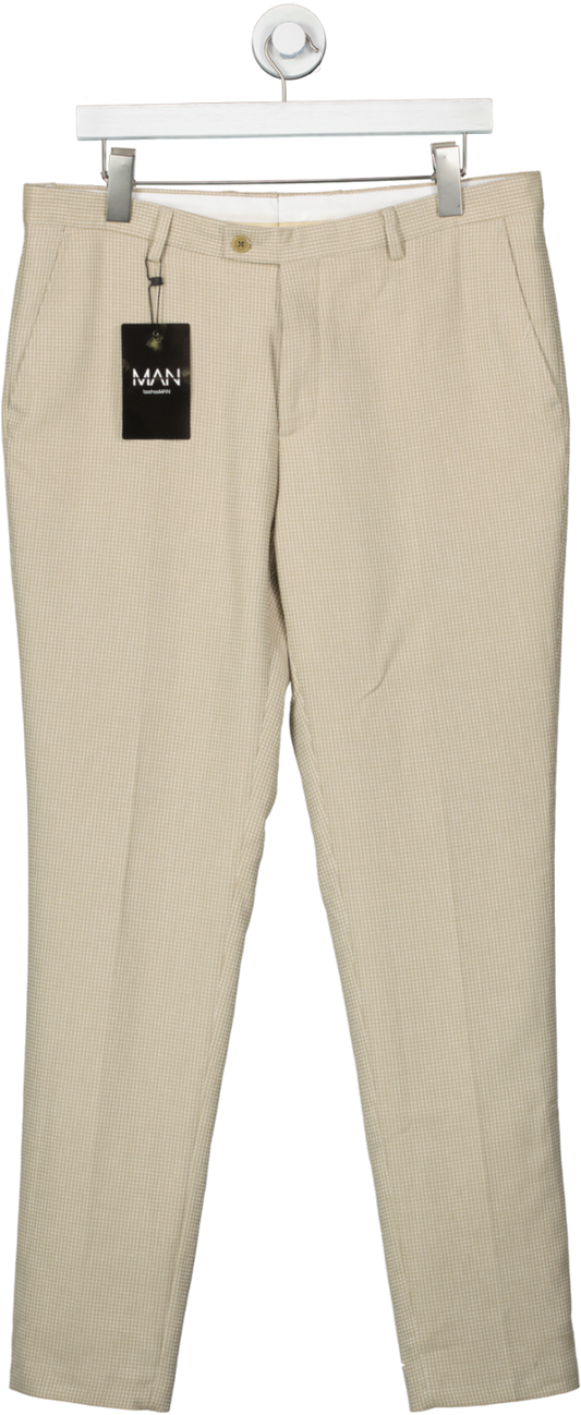 boohooMan Beige Textured Skinny Suit Trouser W34