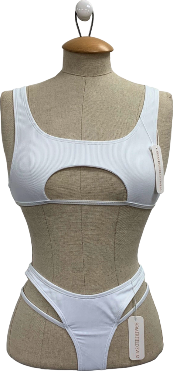 Somerfield Swim White Cut-Out Bikini Top and Bottom Set UK XS
