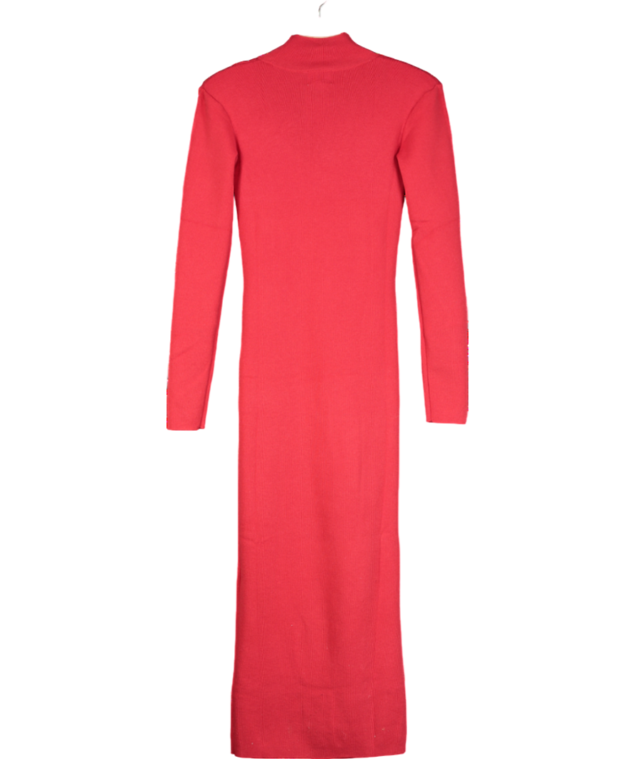 H&M Red Rib-knit Maxi Dress UK XS