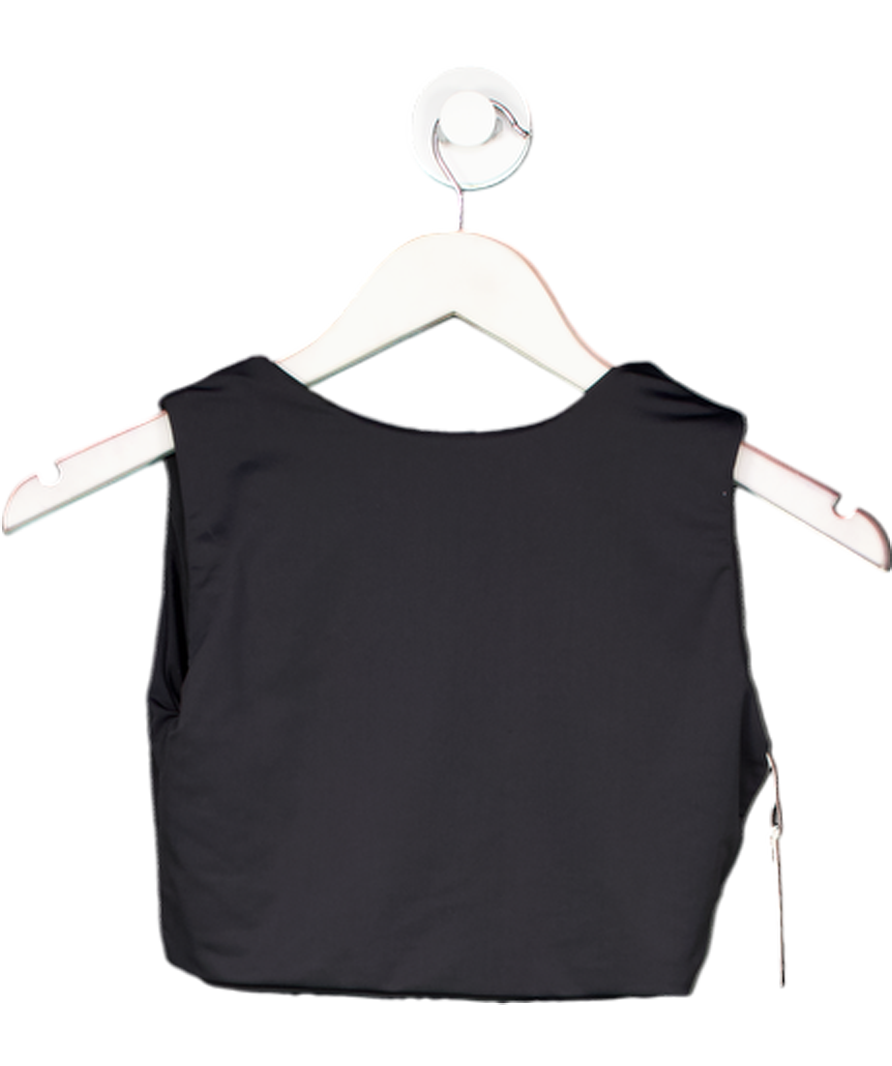 AEXAE Black Double Layer Cropped Vest Top UK S