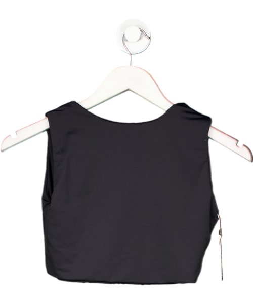 AEXAE Black Double Layer Cropped Vest Top UK S