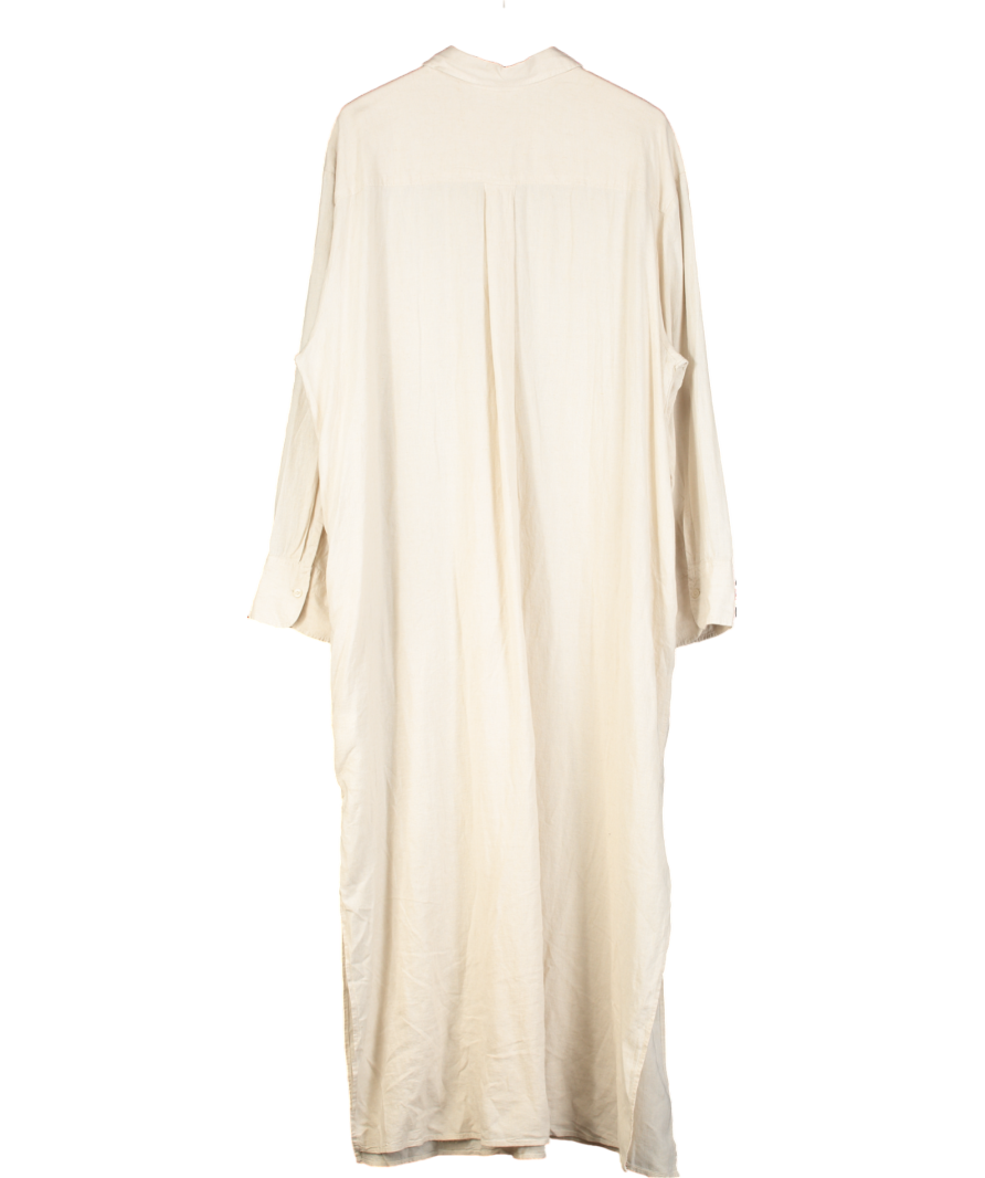 H&M Beige Linen-blend Shirt Dress UK XL