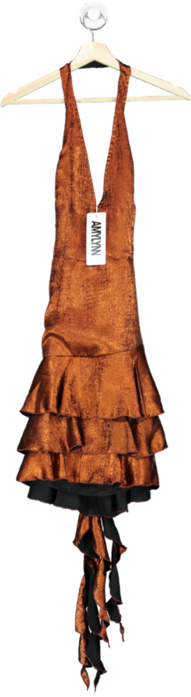 AMYLYNN Copper Metallic Ruffle Dress UK 8