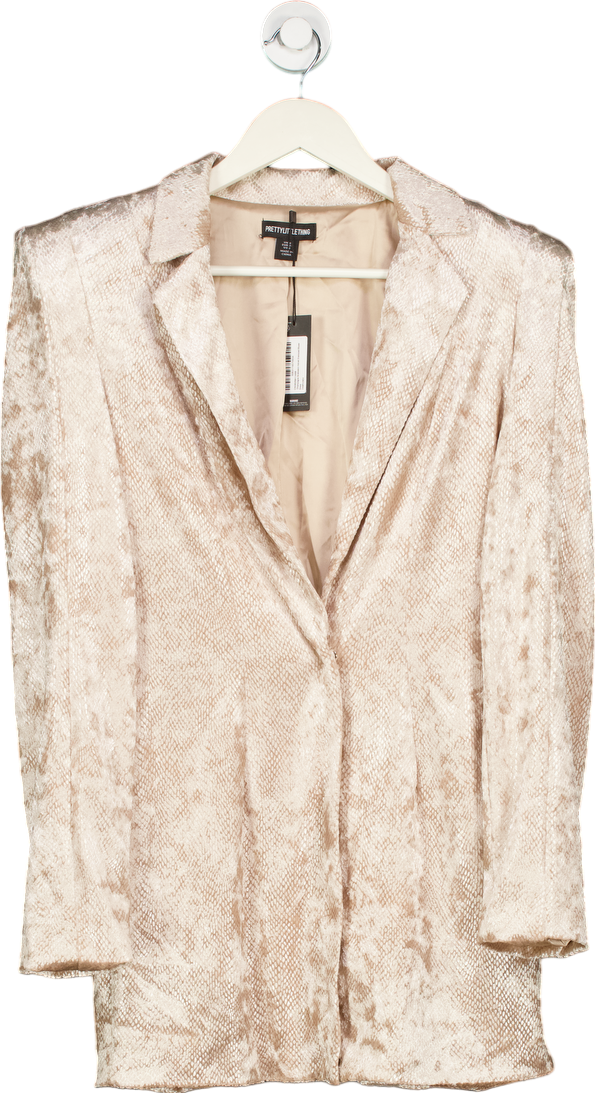 PrettyLittleThing Beige Textured Blazer UK 6