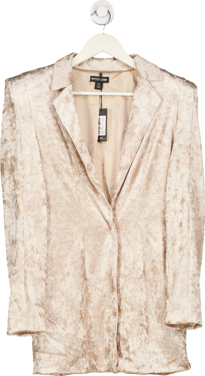 PrettyLittleThing Beige Textured Blazer UK 6