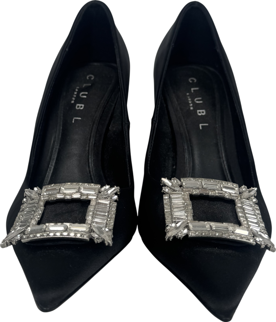 Club London Black Satin Pointed Court Heels UK 3 EU 36 👠