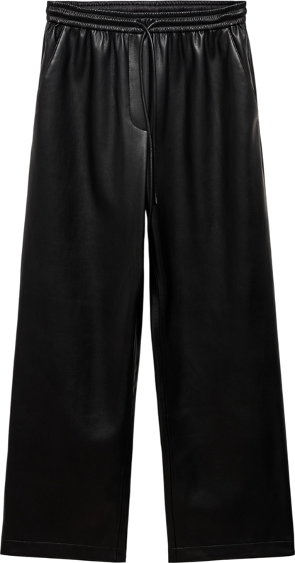 MANGO Black Leather-effect Elastic Waist Trousers UK M