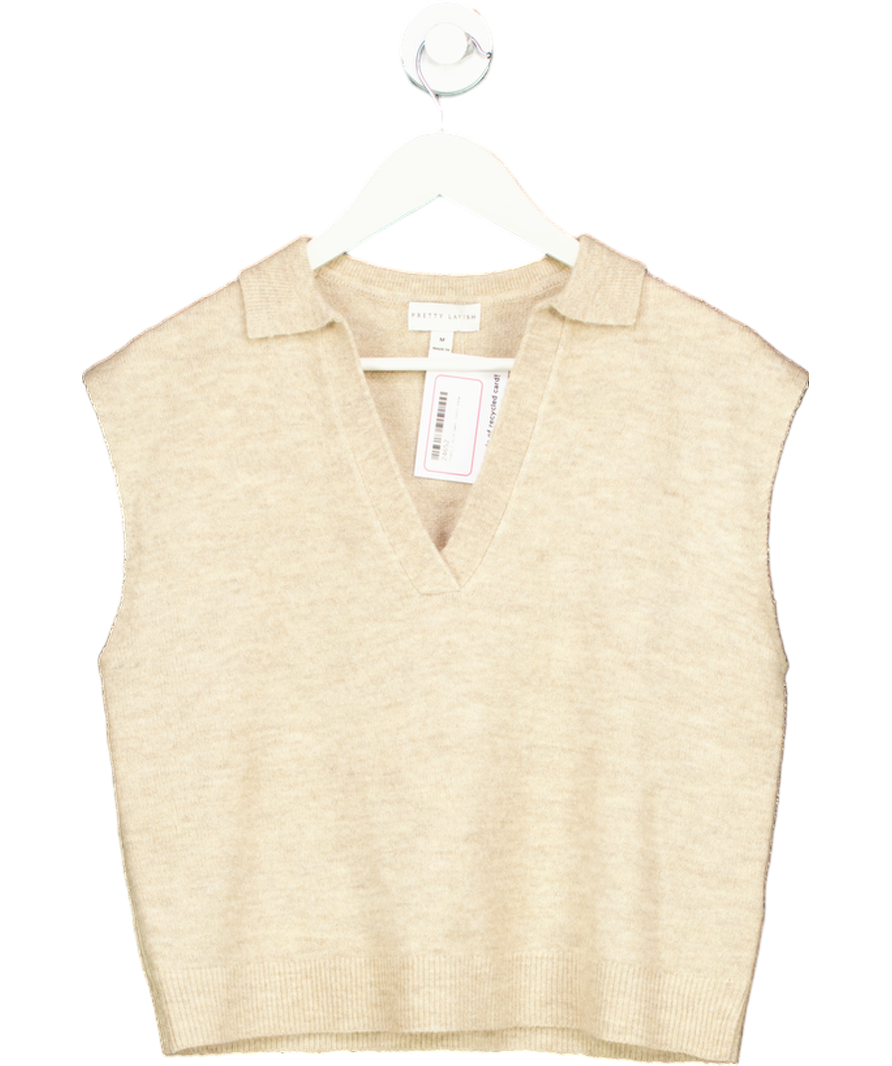 PRETTY LAVISH Beige Hayden Knit Top UK M