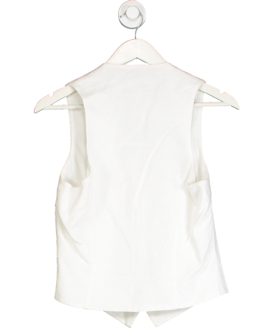 MATIN STUDIO White 100% Linen Waistcoat Top UK 10