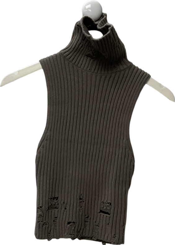 Urban Outfitters Brown Danielle Distressed Funnel Tank Top UK XS