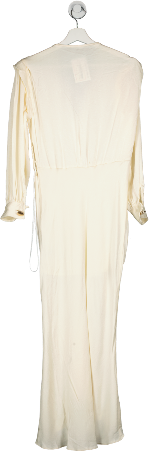 Nisse Cream Ruched Shirt Maxi Dress UK 8