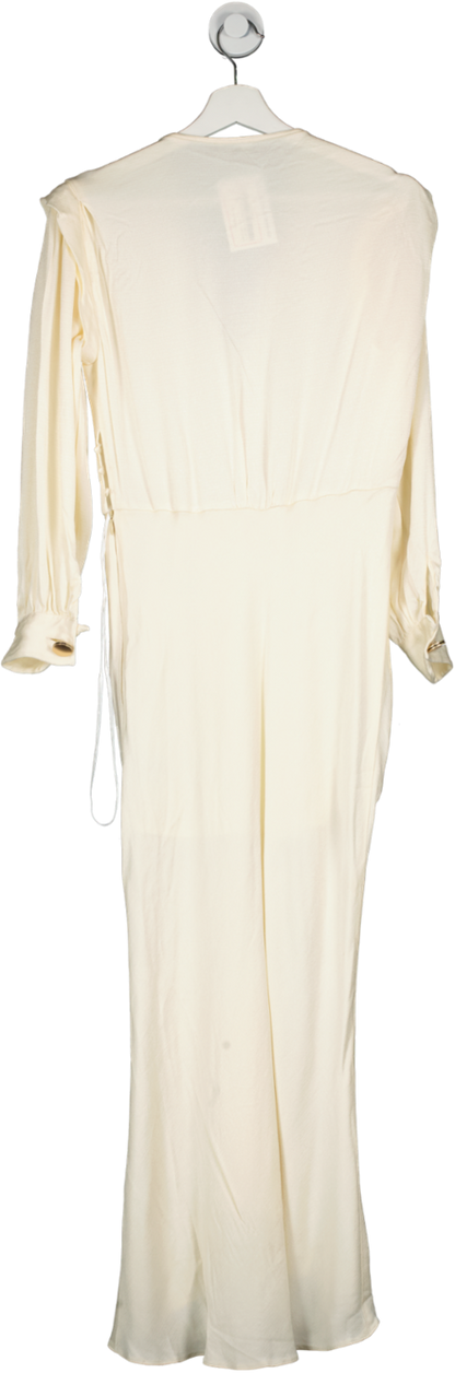 Nisse Cream Ruched Shirt Maxi Dress UK 8