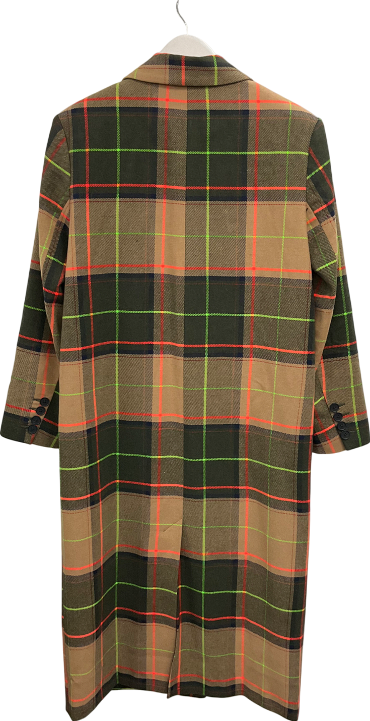 ASOS Beige Vibrant Tartan Over Coat UK 8