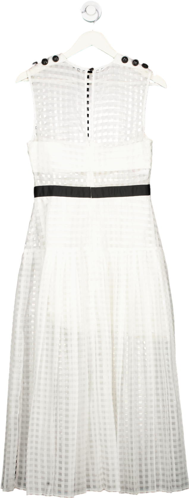 Self-Portrait White Sleeveless Midi Dress with Mesh Overlay UK 12