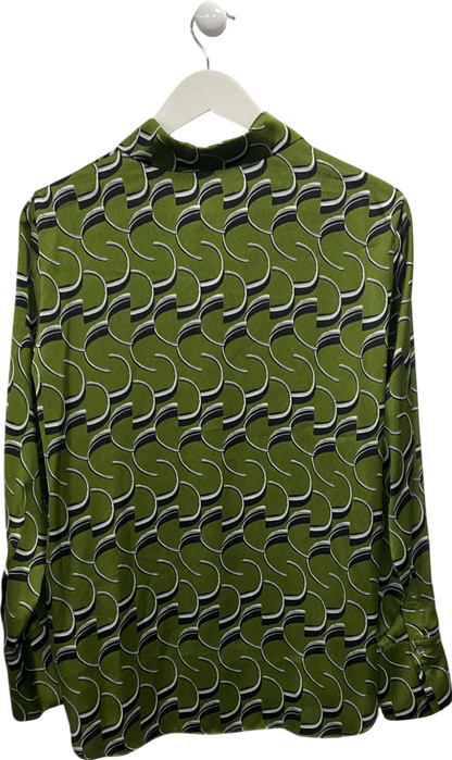 MANGO Green Satin Print Shirt UK M