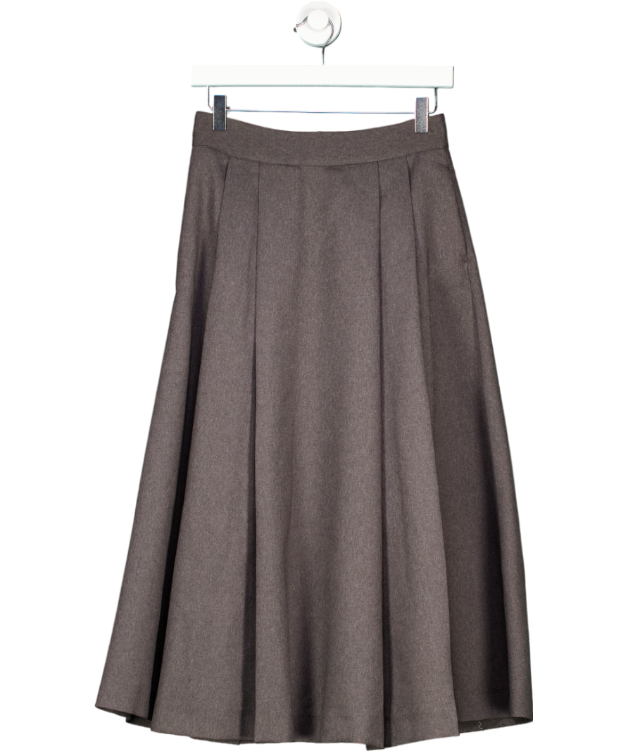 River Island Grey Pleated Midi Skirt UK 8