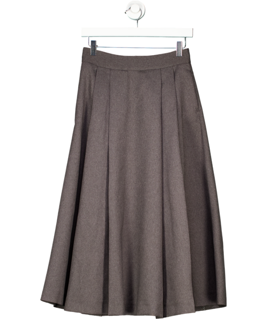 River Island Grey Pleated Midi Skirt UK 8