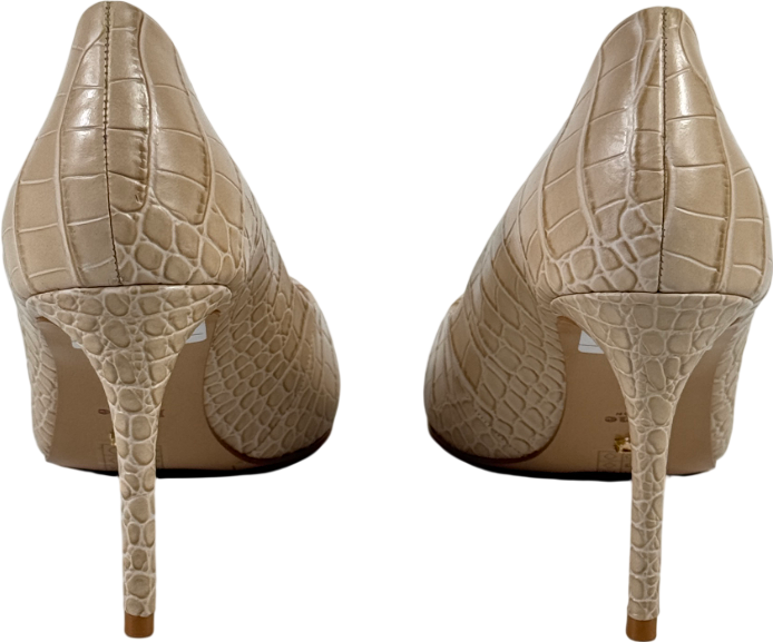 DUNE Nude Assured Beige Embossed Leather High Heel Shoes UK 6 EU 39 👠