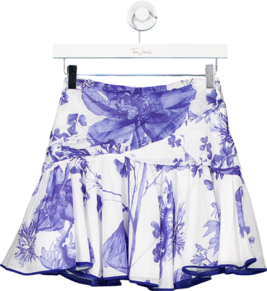 Charo Ruiz Ibiza 2-piece White / Blue Floral Flippy Skirt  and top set UK XS