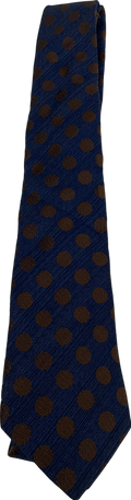 Boggi Milano Navy Blue/Brown Polka Dot Silk Blend Neck Tie