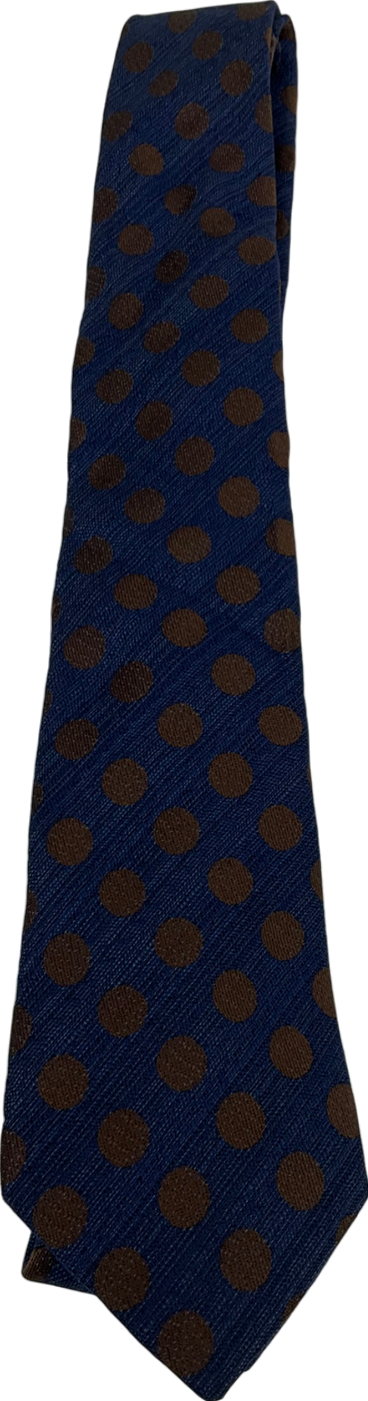 Boggi Milano Navy Blue/Brown Polka Dot Silk Blend Neck Tie