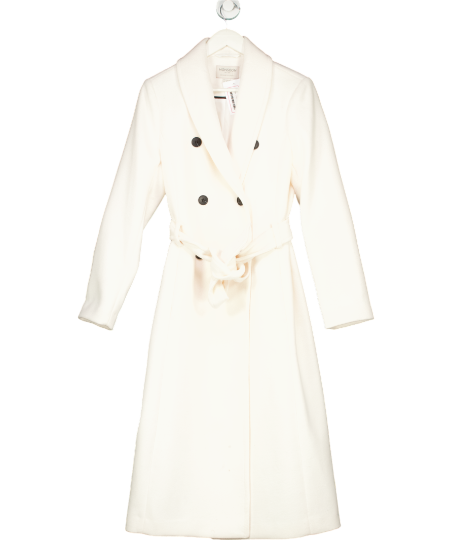 Monsoon Mimi Longline Trench Coat White UK 10