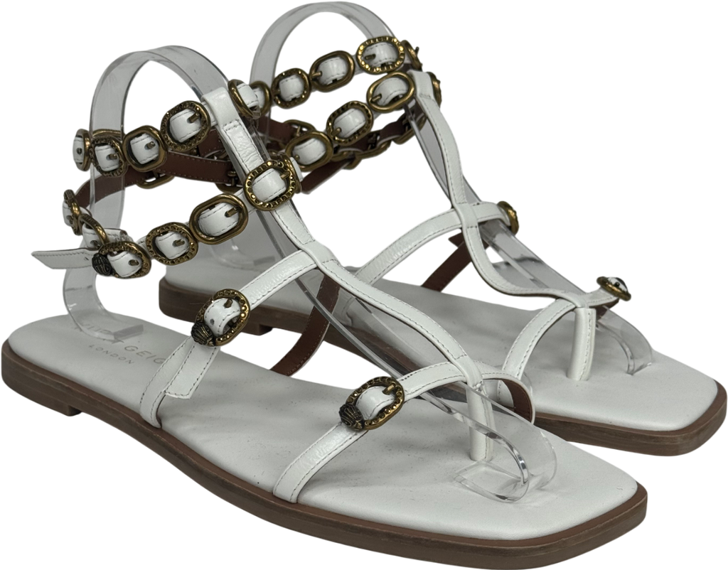 Kurt Geiger White Regent Flat Gladiator Sandal UK 6 EU 39 👠