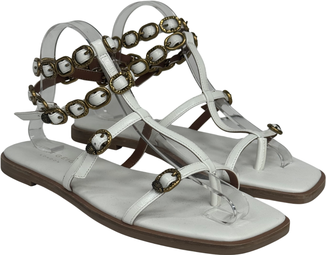 Kurt Geiger White Regent Flat Gladiator Sandal UK 6 EU 39 👠