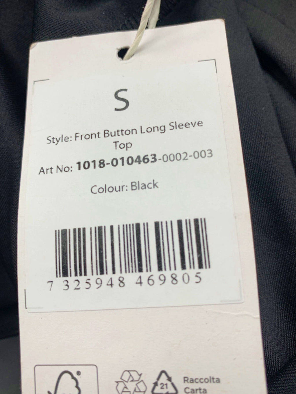 NA-KD Black Front Button Long Sleeve Top UK S