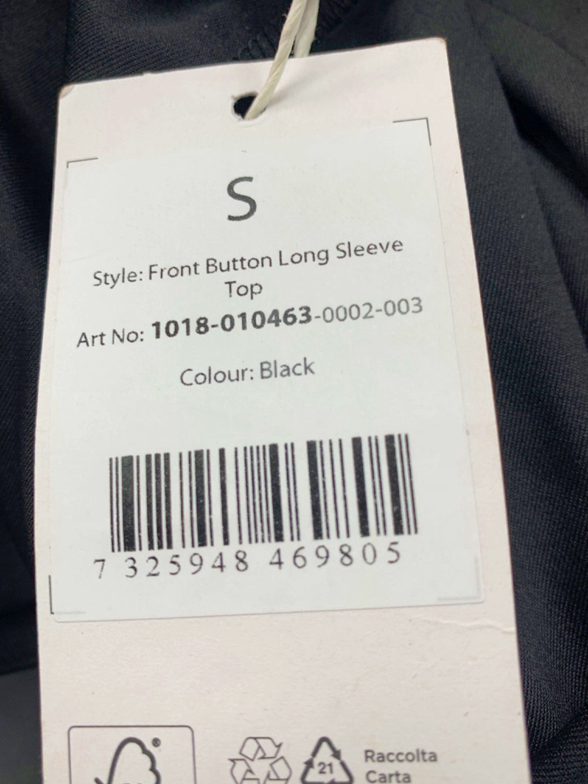 NA-KD Black Front Button Long Sleeve Top UK S