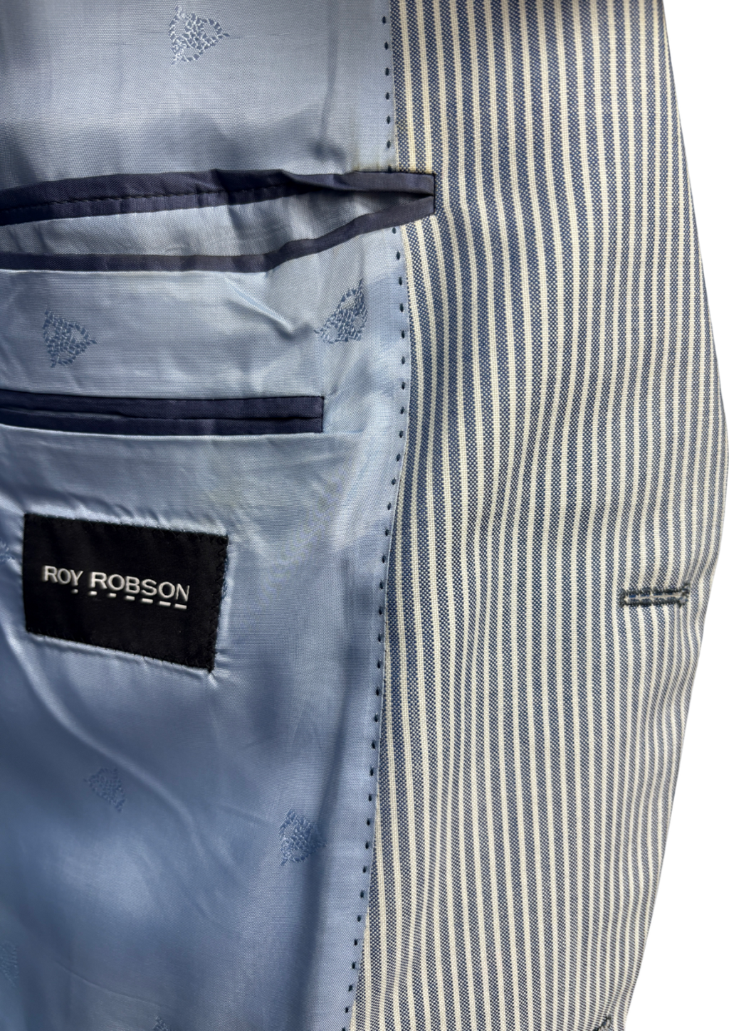 Roy Robson Blue Virgin Wool Stripe Blazer UK 44" CHEST