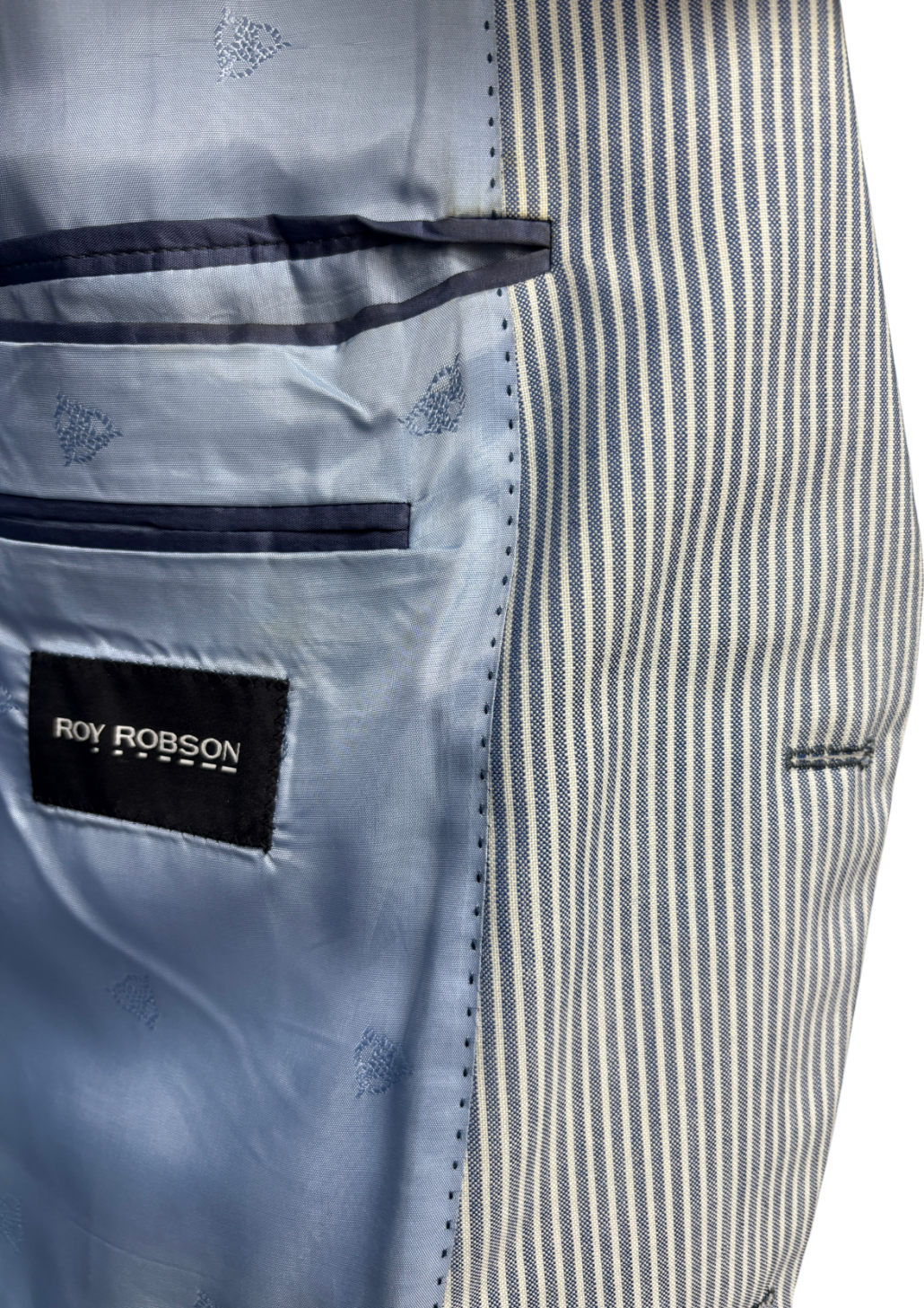 Roy Robson Blue Virgin Wool Stripe Blazer UK 44" CHEST