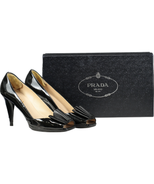 Prada Black Patent Peep-toe High Heel Pumps UK 4.5 EU 37.5