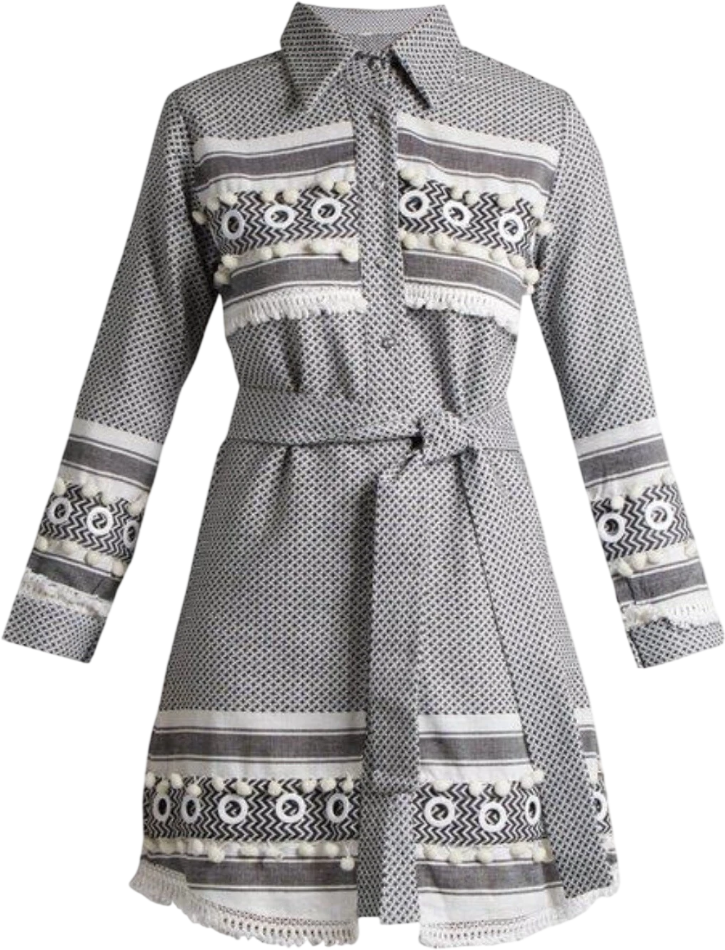 Dodo Bar Or Black & White Embroidered Belted Dress UK S