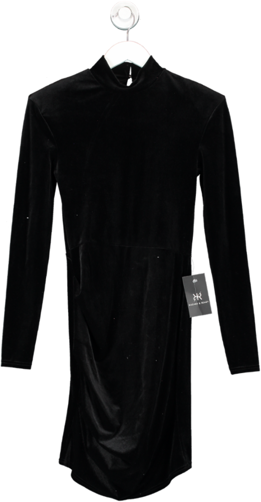Ruched & Ready Black Not Your Average Girl Velvet Dress UK S