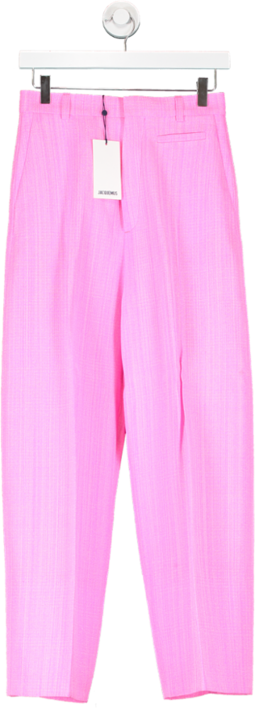 JACQUEMUS Pink Le Pantalon Sauge Les Classiques High-waisted Flare Pants. UK 8