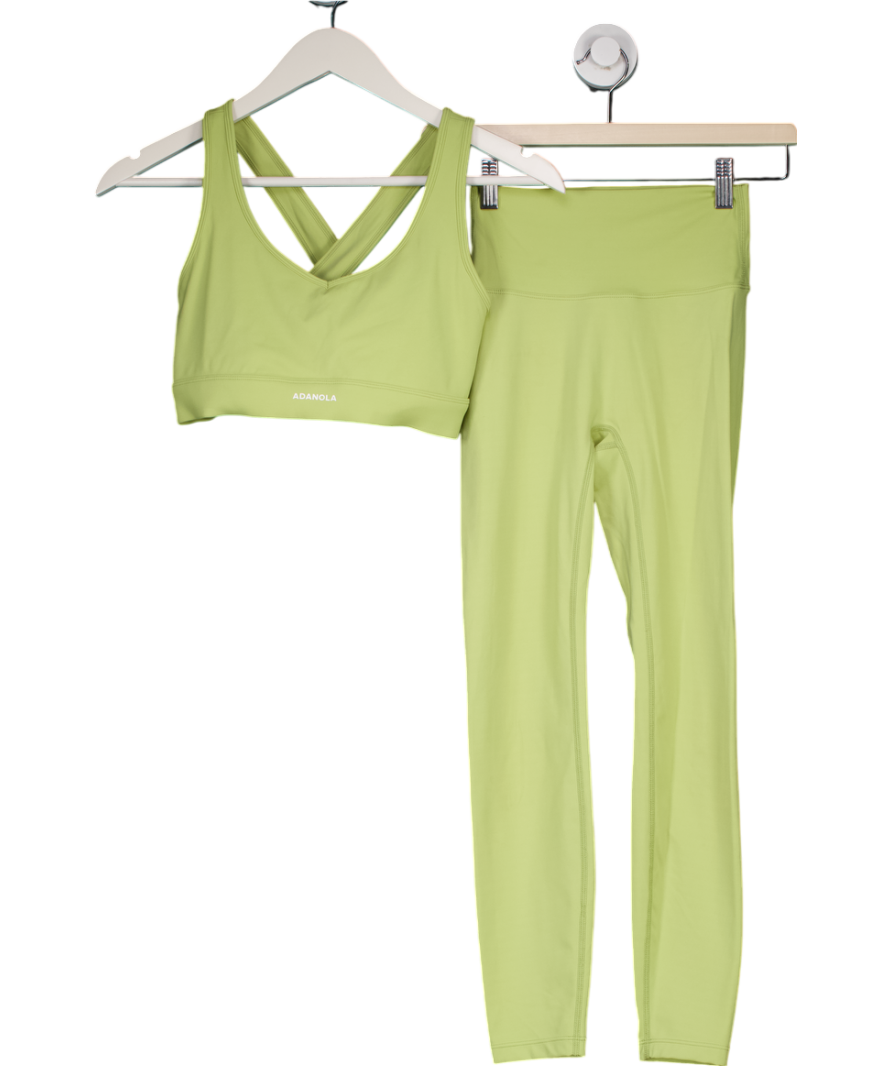 Adanola Green Crossover Back Crop Top And Leggings Set UK S