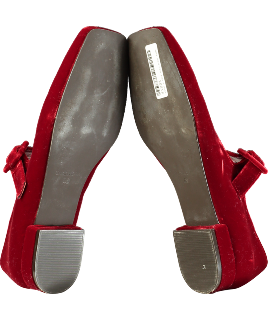 Penelope Chilvers Red Low Mary Jane Velvet Shoe UK 7 EU 40 👠