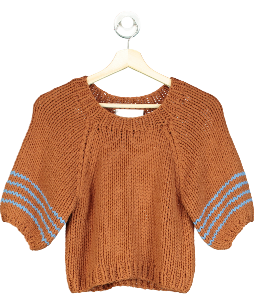 The Wolf Gang Bonbonera Brown Chunky Knitted Cropped Sweater UK XS/S