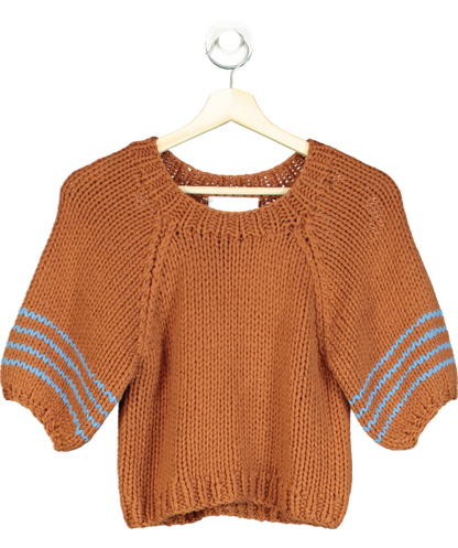 The Wolf Gang Bonbonera Brown Chunky Knitted Cropped Sweater UK XS/S