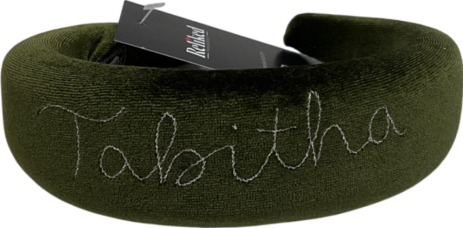 Boutique Bonita Green Velvet Adult Tabitha Embroidered Headband