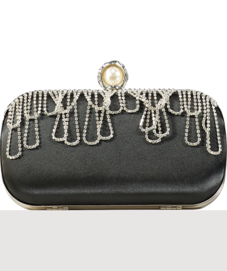 Karen Millen Black Scallop Detailed Embellished Clutch Bag