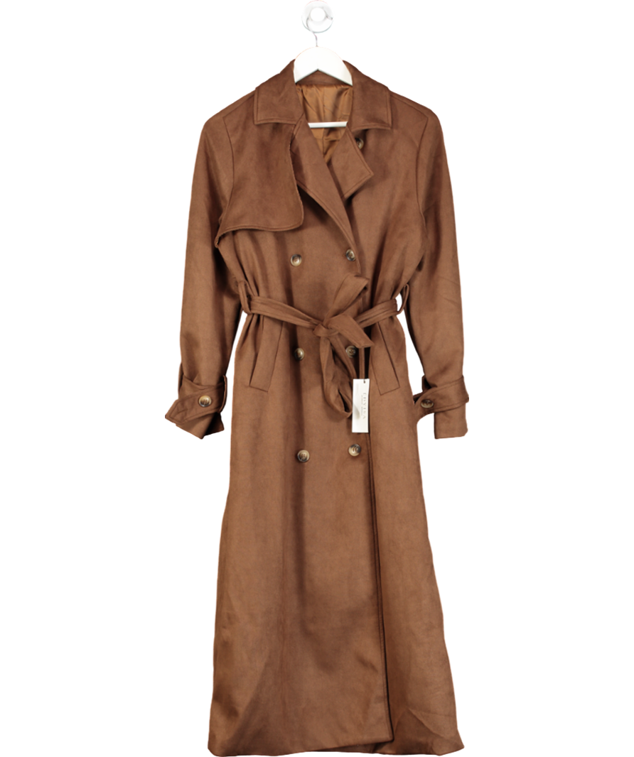 Edyisa Brown Suede Effect Belted Coat UK S