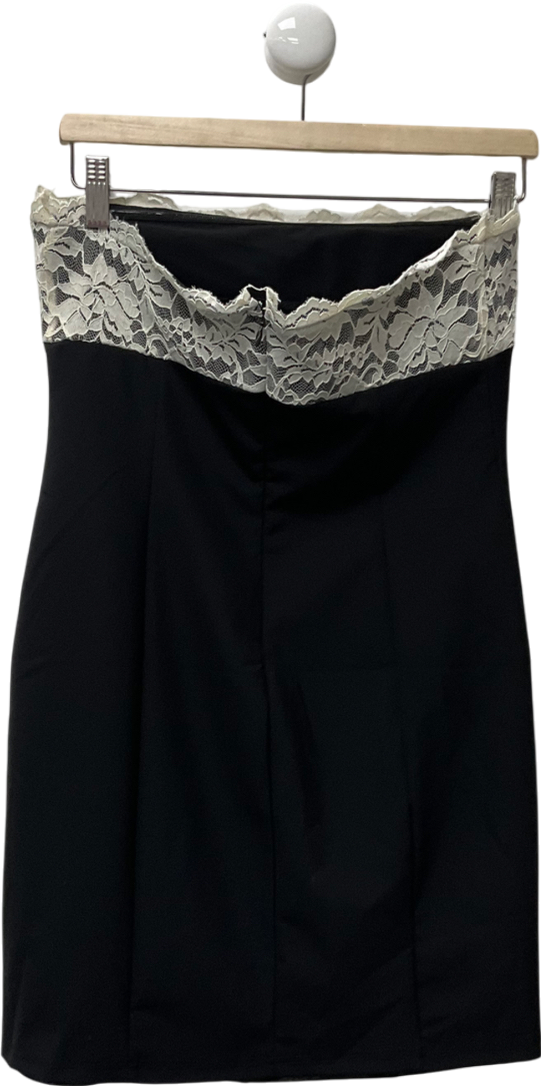 White Fox Black White Lace Bandeau Mini Dress UK L