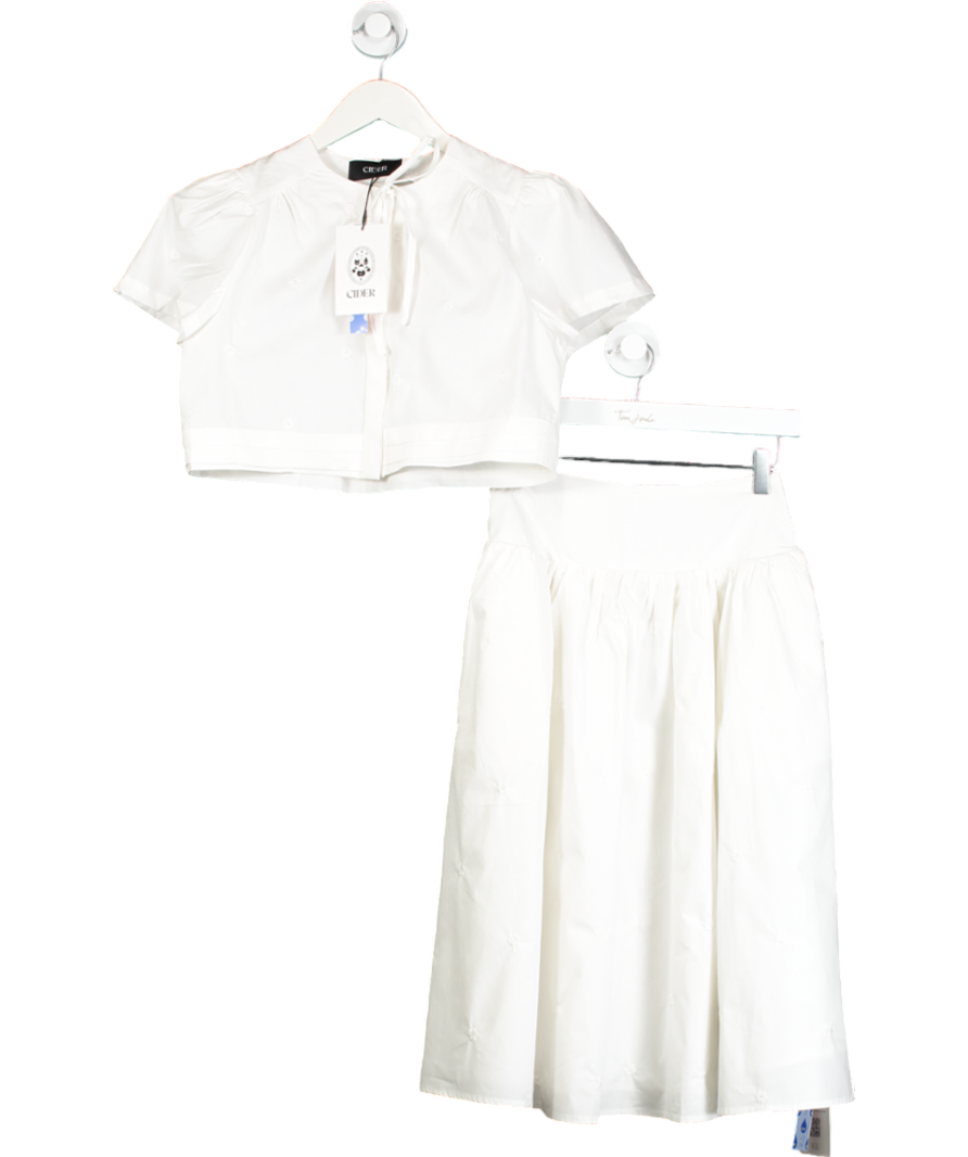 Cider White Floral Embroidered Co-ord UK XS
