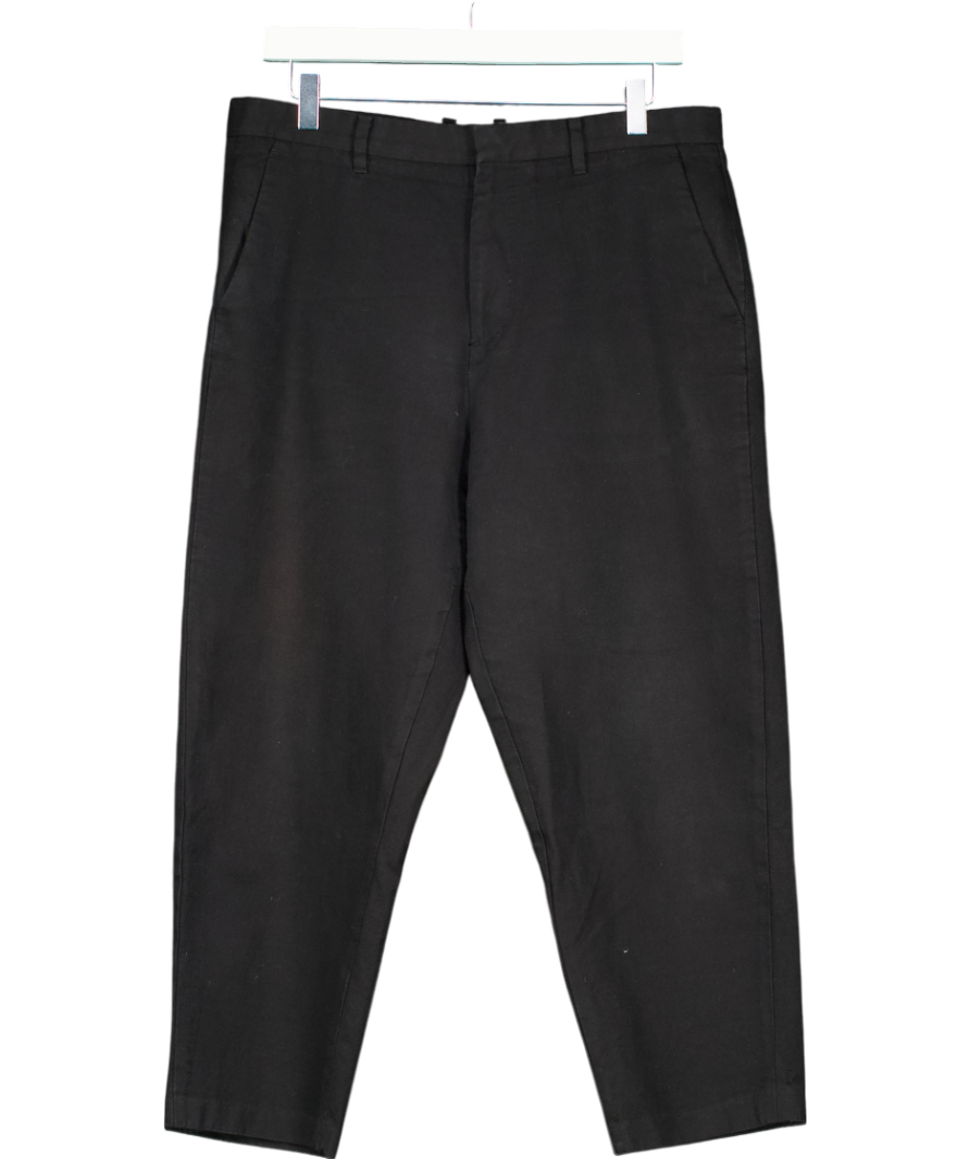 All Saints Black Miro Cropped Wide Leg Trousers W30